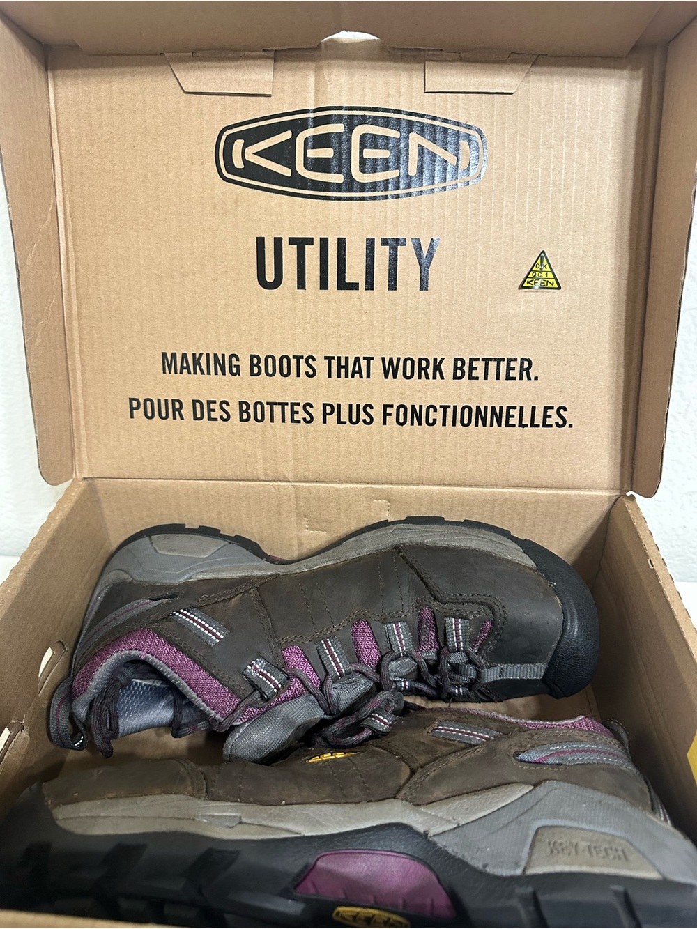 Keen Utility Brown and Purple Detroit XT ST Work Shoes (Women's)